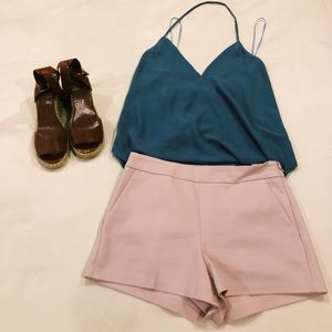 pink mid rise shorts